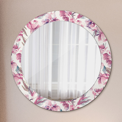 Okrúhle ozdobné zrkadlo Kvety pivoniek