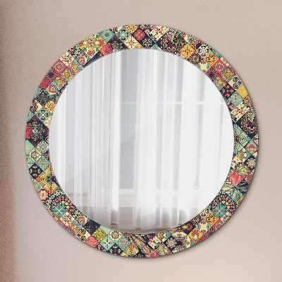 Okrúhle ozdobné zrkadlo Etnický kvetinový