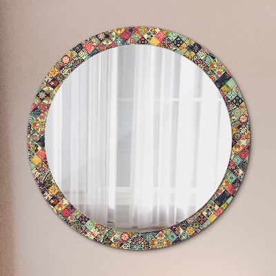 Okrúhle ozdobné zrkadlo Etnický kvetinový