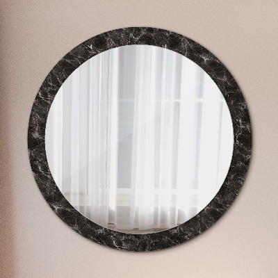 Okrúhle zrkadlo s potlačou Čierny mramor