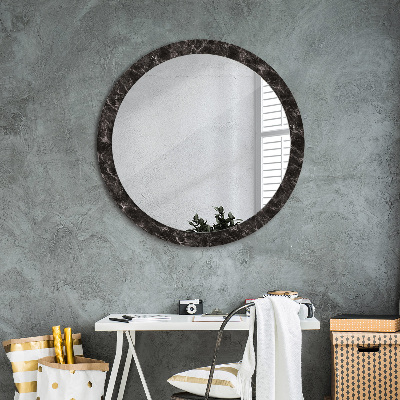 Okrúhle zrkadlo s potlačou Čierny mramor