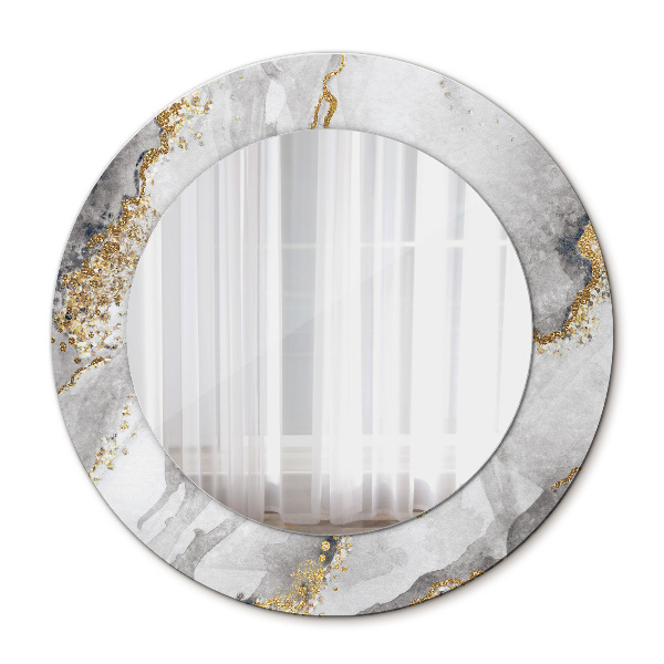 Okrúhle dekoračné zrkadlo s motívom Biele mramorové zlato
