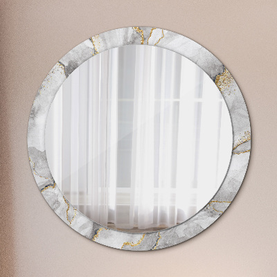 Okrúhle dekoračné zrkadlo s motívom Biele mramorové zlato
