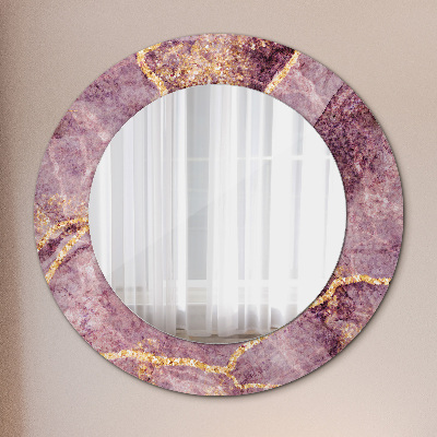 Okrúhle ozdobné zrkadlo na stenu Mramor s pridaním zlata