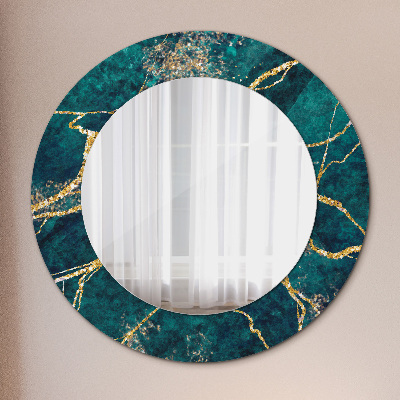 Okrúhle ozdobné zrkadlo na stenu Zelený malachitový mramor