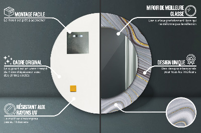 Okrúhle ozdobné zrkadlo na stenu Šedá mramor