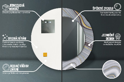 Okrúhle ozdobné zrkadlo na stenu Šedá mramor