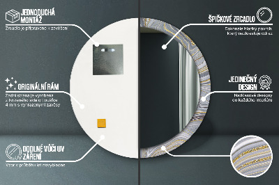 Okrúhle ozdobné zrkadlo na stenu Šedá mramor