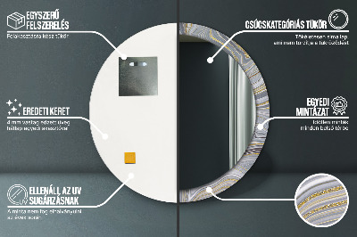 Okrúhle ozdobné zrkadlo na stenu Šedá mramor