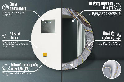 Okrúhle ozdobné zrkadlo na stenu Šedá mramor