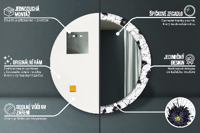Okrúhle zrkadlo s potlačou Zloženie lineárnych kvetov