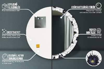 Okrúhle zrkadlo s potlačou Zloženie lineárnych kvetov