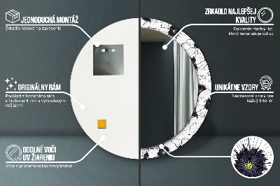 Okrúhle zrkadlo s potlačou Zloženie lineárnych kvetov