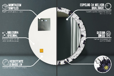 Okrúhle zrkadlo s potlačou Zloženie lineárnych kvetov
