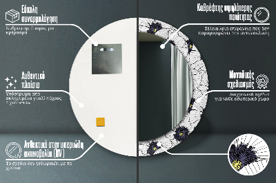 Okrúhle zrkadlo s potlačou Zloženie lineárnych kvetov