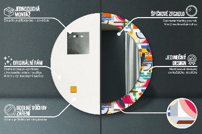 Okrúhle ozdobné zrkadlo Geometrické tropické vtáky