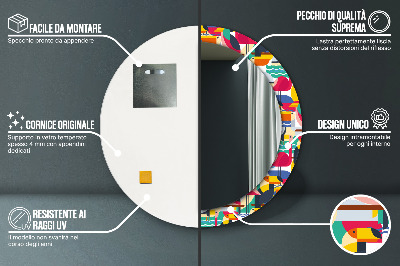 Okrúhle ozdobné zrkadlo Geometrické tropické vtáky