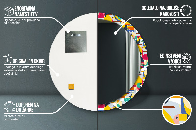 Okrúhle ozdobné zrkadlo Geometrické tropické vtáky