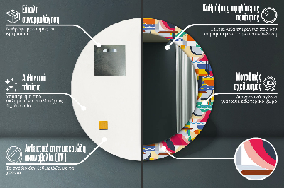 Okrúhle ozdobné zrkadlo Geometrické tropické vtáky