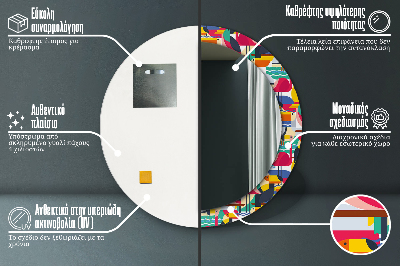 Okrúhle ozdobné zrkadlo Geometrické tropické vtáky