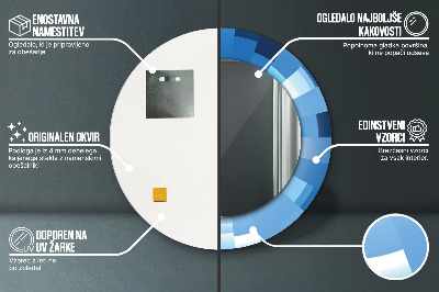 Okrúhle ozdobné zrkadlo Modrý abstrakt