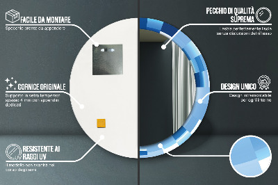 Okrúhle ozdobné zrkadlo Modrý abstrakt