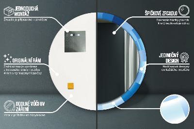 Okrúhle ozdobné zrkadlo Modrý abstrakt