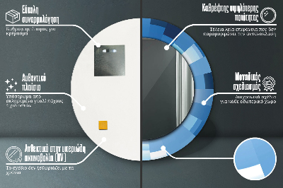 Okrúhle ozdobné zrkadlo Modrý abstrakt