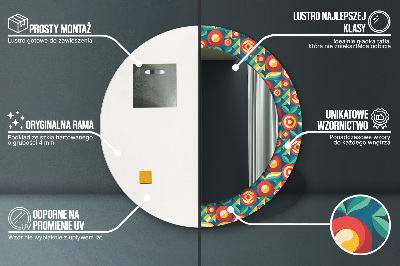 Okrúhle ozdobné zrkadlo Geometrické ovocie a listy