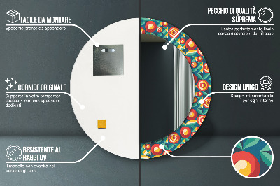 Okrúhle ozdobné zrkadlo Geometrické ovocie a listy