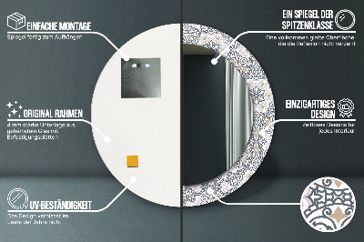 Okrúhle ozdobné zrkadlo na stenu Geometrické ozdoby