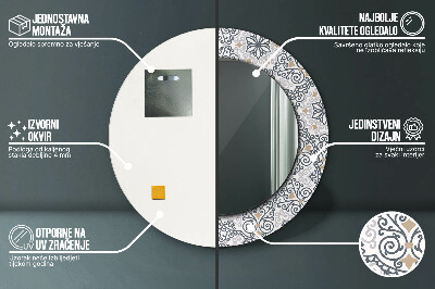 Okrúhle ozdobné zrkadlo na stenu Geometrické ozdoby