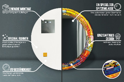 Okrúhle ozdobné zrkadlo Farebné okno z farebného skla