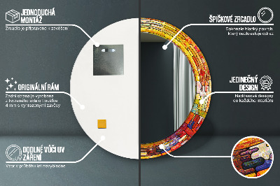 Okrúhle ozdobné zrkadlo Farebné okno z farebného skla