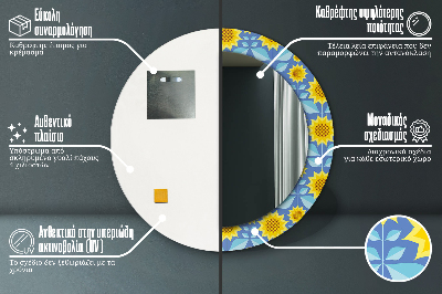 Okrúhle ozdobné zrkadlo Geometrické slnečnice