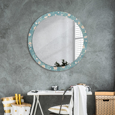 Okrúhle ozdobné zrkadlo na stenu Kvetinový vzor