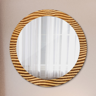 Okrúhle ozdobné zrkadlo Drevená vlna