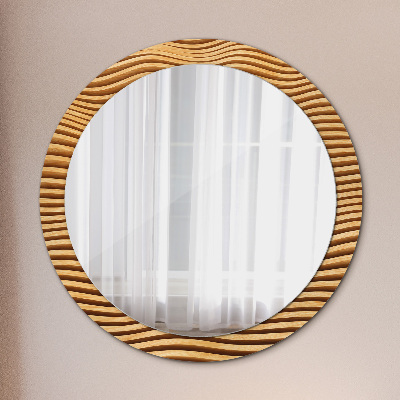 Okrúhle ozdobné zrkadlo Drevená vlna