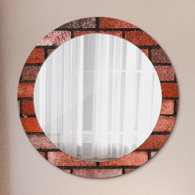 Okrúhle ozdobné zrkadlo na stenu Červená tehla