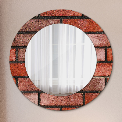 Okrúhle ozdobné zrkadlo na stenu Červená tehla