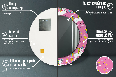 Okrúhle dekoračné zrkadlo s motívom Kúzelný jednorožec
