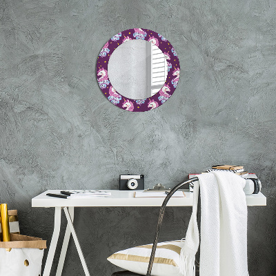 Okrúhle ozdobné zrkadlo na stenu Jednorožec