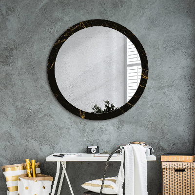 Okrúhle ozdobné zrkadlo na stenu Čierny mramor