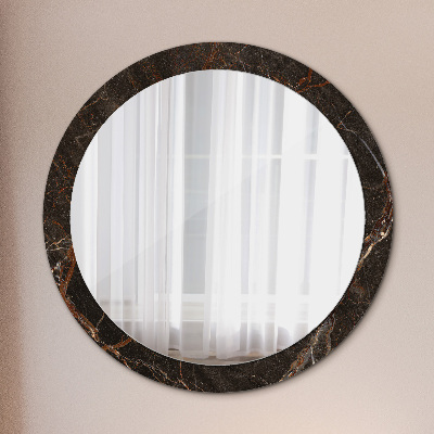 Okrúhle zrkadlo s potlačou Hnedý mramor