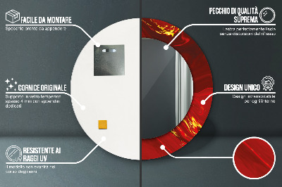 Okrúhle ozdobné zrkadlo na stenu Červená mramor