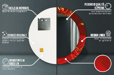 Okrúhle ozdobné zrkadlo na stenu Červená mramor