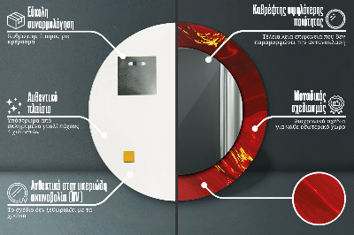 Okrúhle ozdobné zrkadlo na stenu Červená mramor