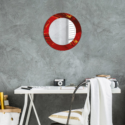 Okrúhle ozdobné zrkadlo na stenu Červená mramor