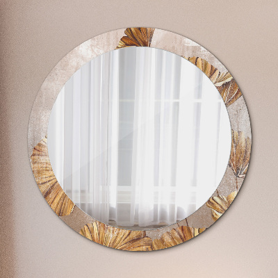 Okrúhle ozdobné zrkadlo Zlaté listy