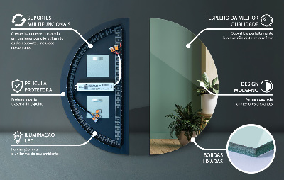 Polkruhové zrkadlo s LED podsvietením